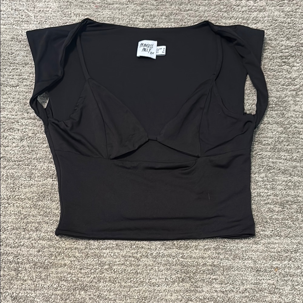 Princess Polly Black Cut Out Crop Bodysuit